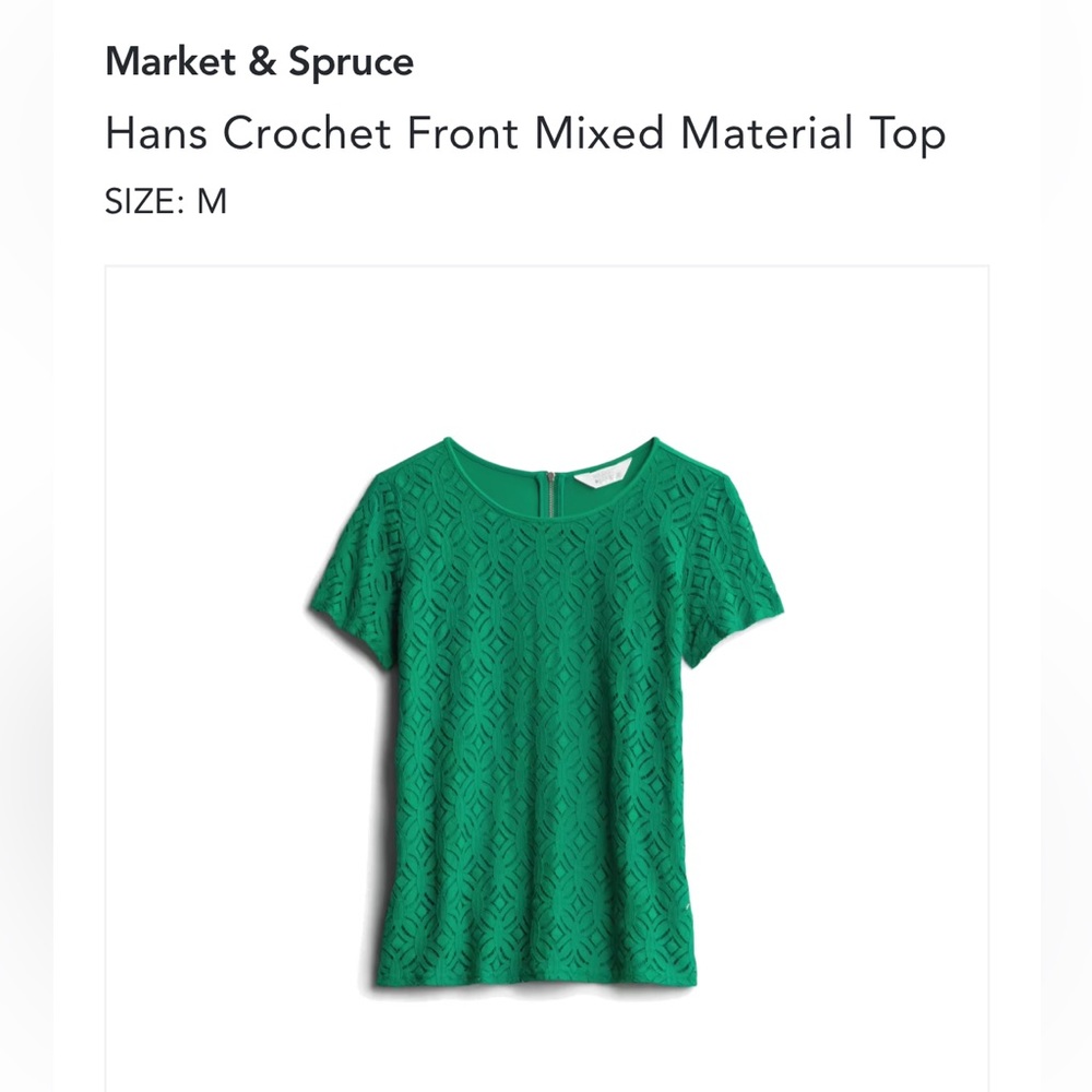 Market & Spruce: Hans Crochet Front Mixed Material Top Size:M